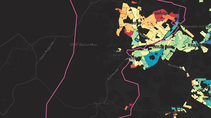 House price heatmap showing property values across Sheffield
