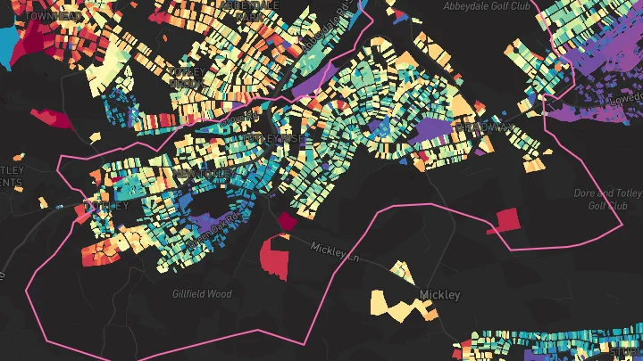 House price heatmap showing property values across Sheffield