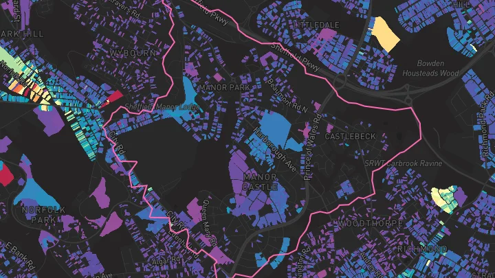 House price heatmap showing property values across Sheffield