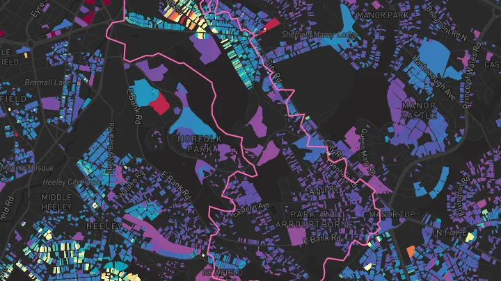 House price heatmap showing property values across Sheffield