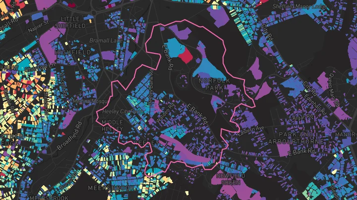 House price heatmap showing property values across Sheffield