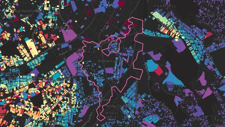 House price heatmap showing property values across Sheffield