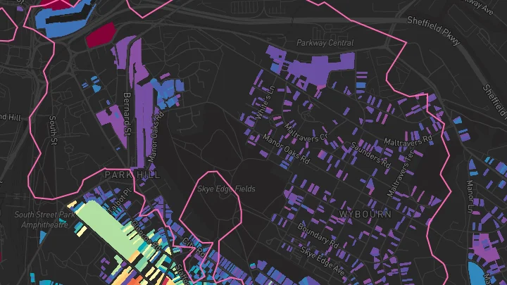 House price heatmap showing property values across Sheffield