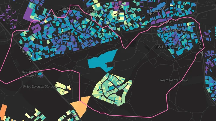 House price heatmap showing property values across Owlthorpe
