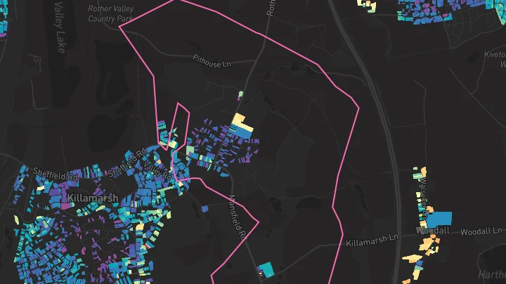 House price heatmap showing property values across Killamarsh