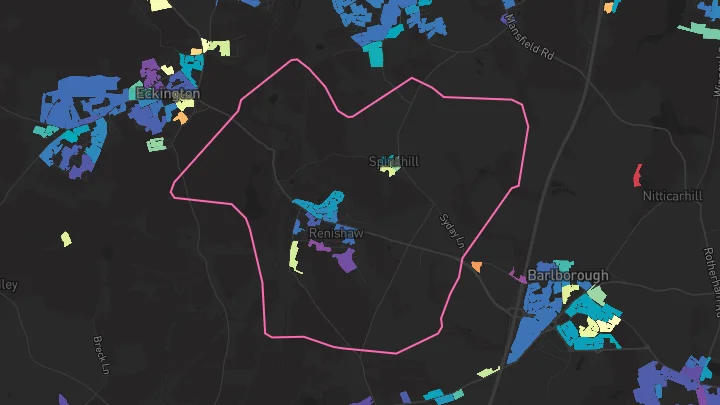House price heatmap showing property values across Renishaw