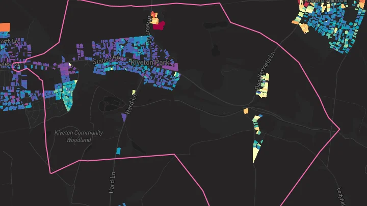 House price heatmap showing property values across Kiveton Park