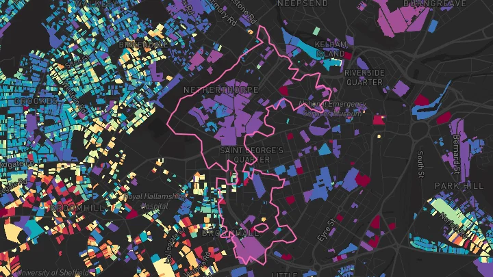 House price heatmap showing property values across Sheffield