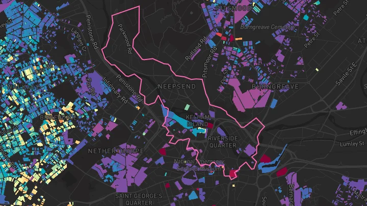 House price heatmap showing property values across Sheffield