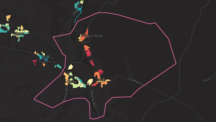 House price heatmap showing property values across Calver