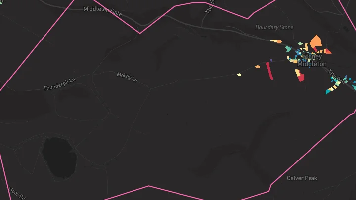 House price heatmap showing property values across Stoney Middleton