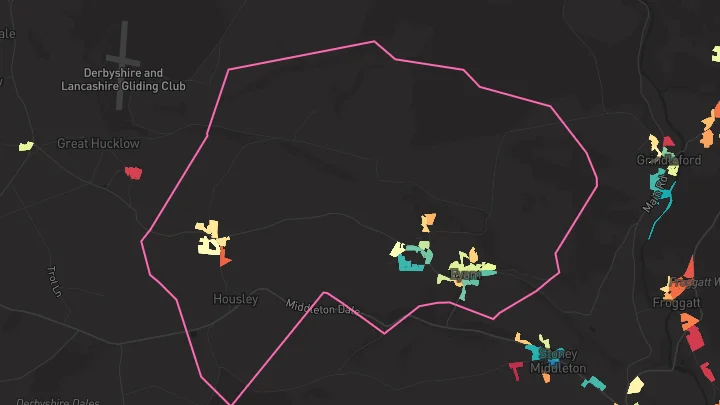 House price heatmap showing property values across Eyam