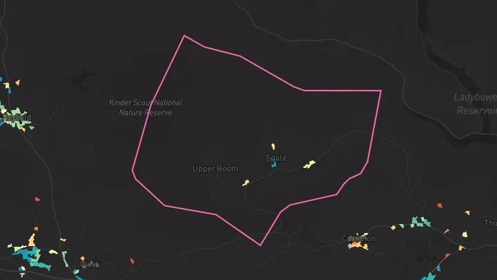 House price heatmap showing property values across Edale