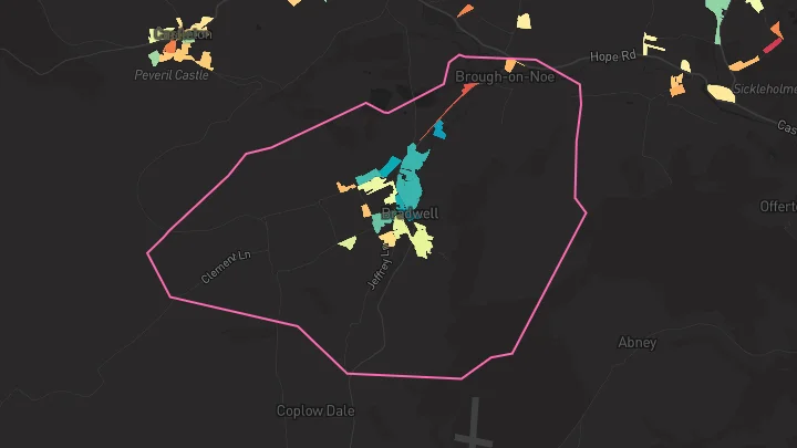 House price heatmap showing property values across Bradwell