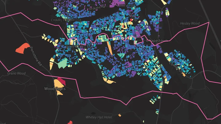House price heatmap showing property values across Chapeltown