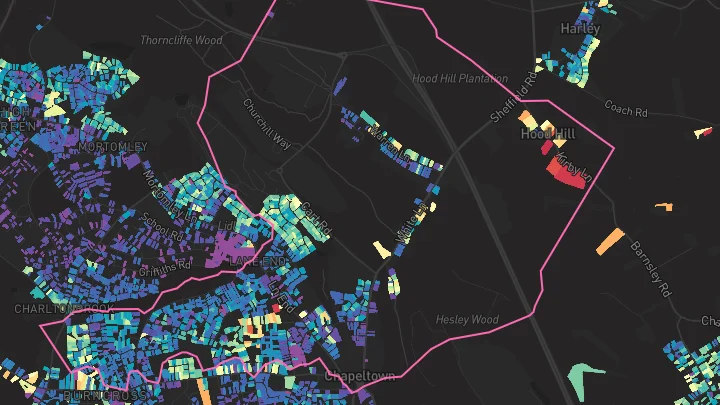 House price heatmap showing property values across Chapeltown