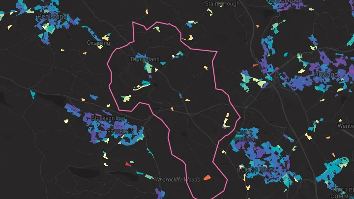 House price heatmap showing property values across Thurgoland