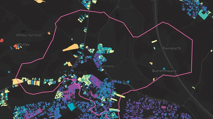 House price heatmap showing property values across Ecclesfield