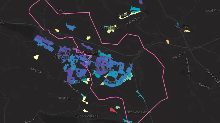 House price heatmap showing property values across Deepcar