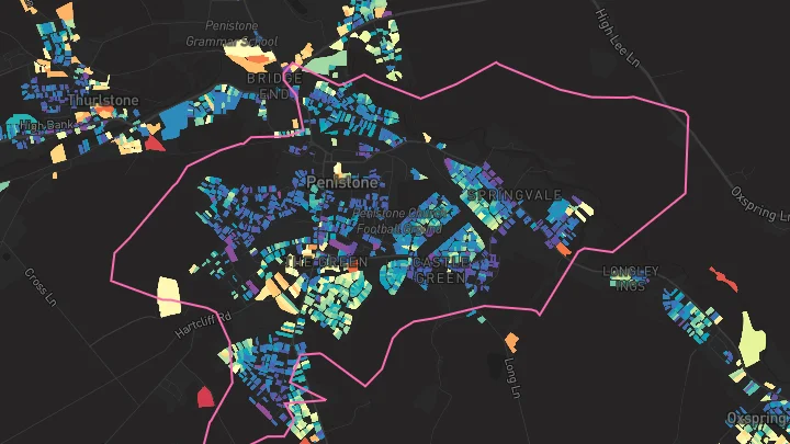 House price heatmap showing property values across Penistone