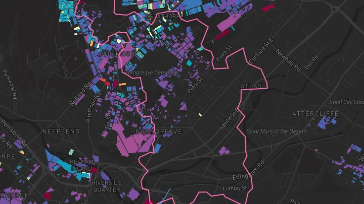 House price heatmap showing property values across Sheffield