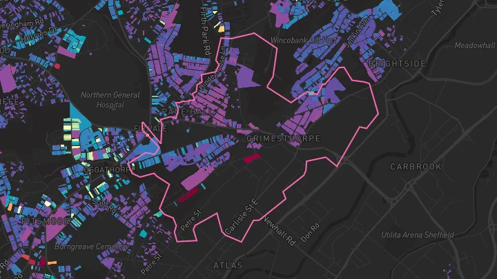 House price heatmap showing property values across Sheffield