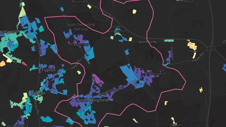 House price heatmap showing property values across North Wingfield
