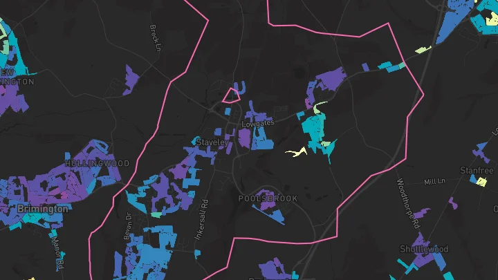 House price heatmap showing property values across Staveley