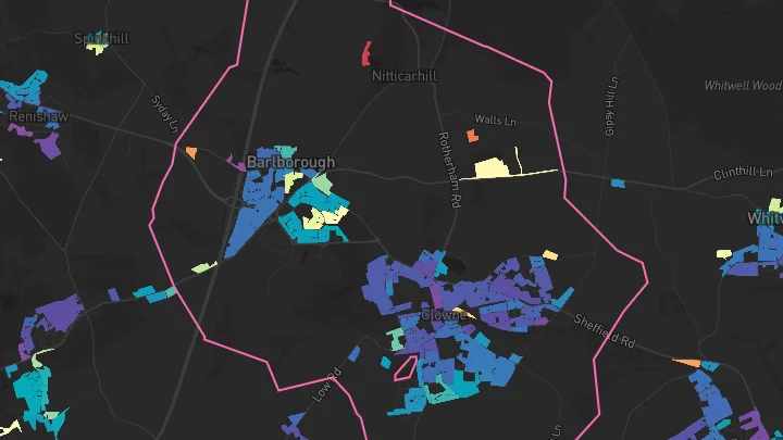 House price heatmap showing property values across Clowne