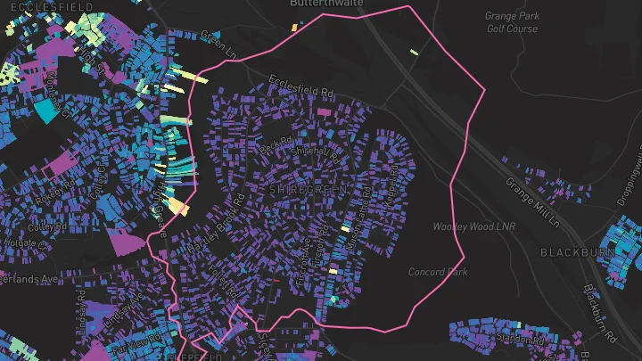 House price heatmap showing property values across Sheffield