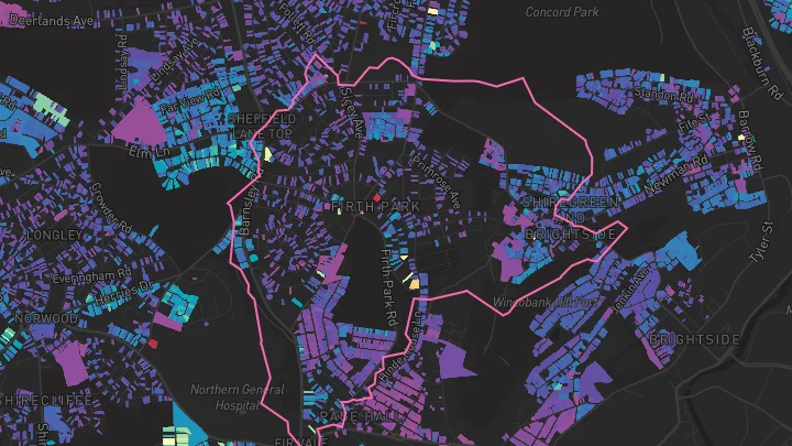 House price heatmap showing property values across Sheffield