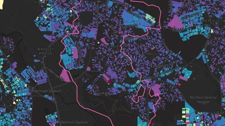 House price heatmap showing property values across Sheffield
