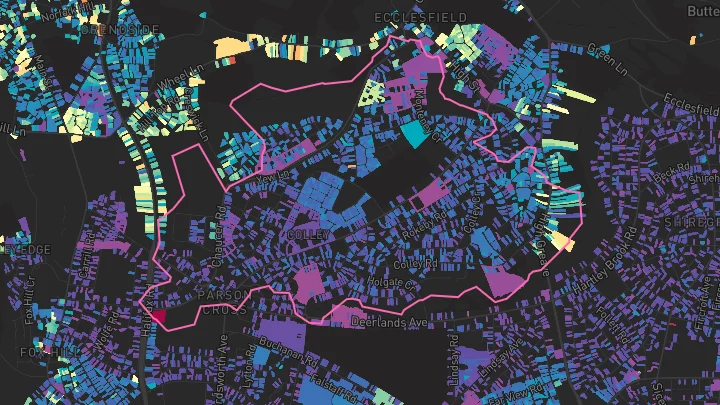 House price heatmap showing property values across Sheffield