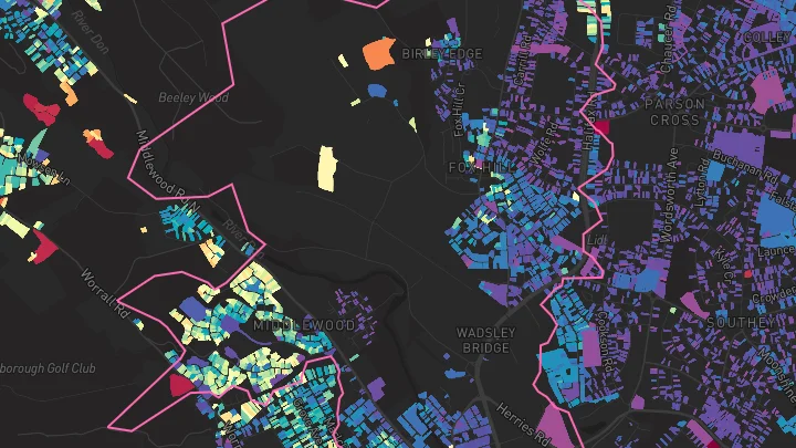House price heatmap showing property values across Sheffield