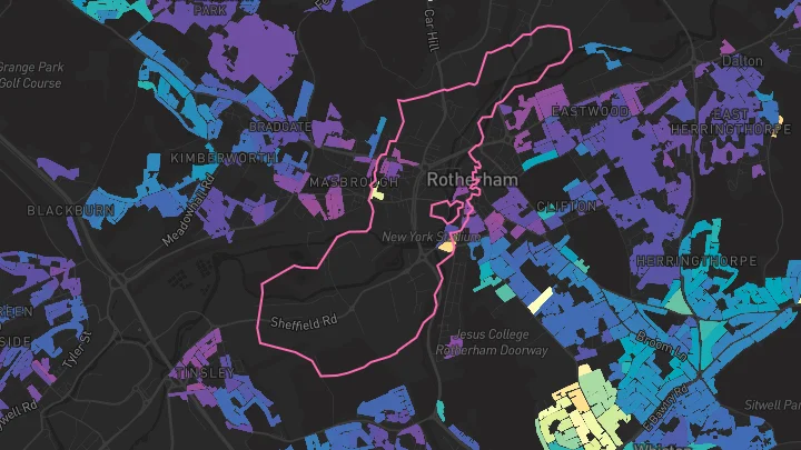 House price heatmap showing property values across Rotherham