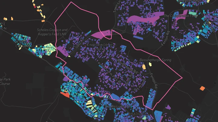 House price heatmap showing property values across Rotherham