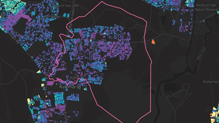House price heatmap showing property values across Rawmarsh