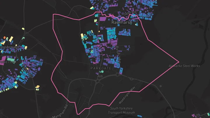 House price heatmap showing property values across Parkgate