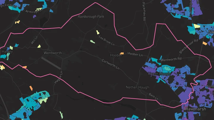 House price heatmap showing property values across Rawmarsh
