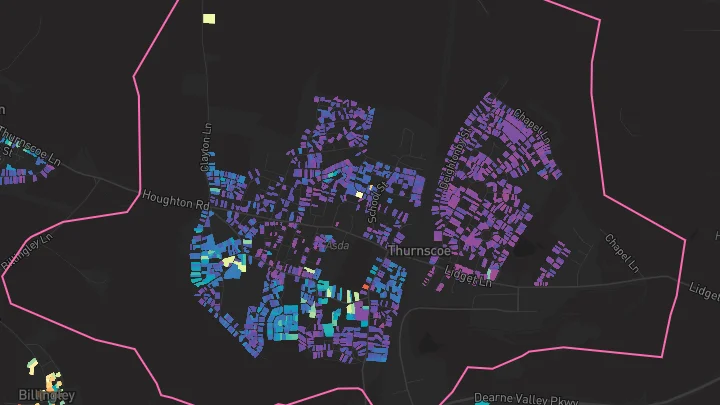 House price heatmap showing property values across Thurnscoe