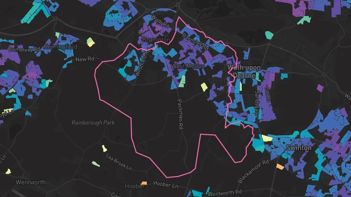 House price heatmap showing property values across Wath Upon Dearne