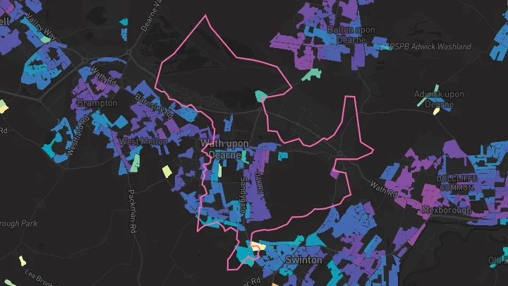 House price heatmap showing property values across Wath Upon Dearne