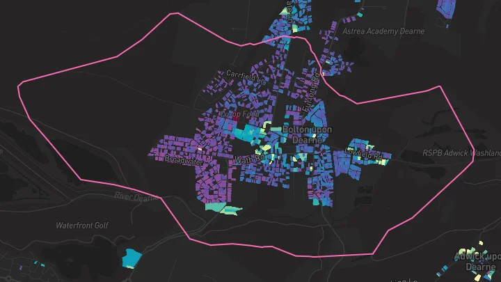 House price heatmap showing property values across Bolton Upon Dearne