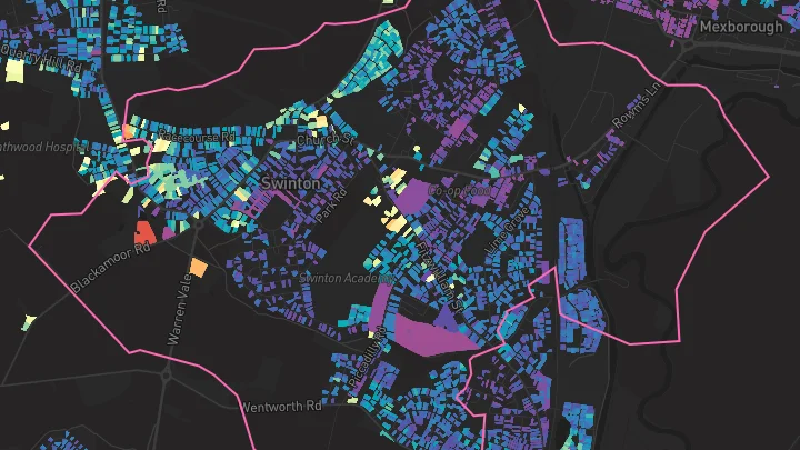 House price heatmap showing property values across Swinton