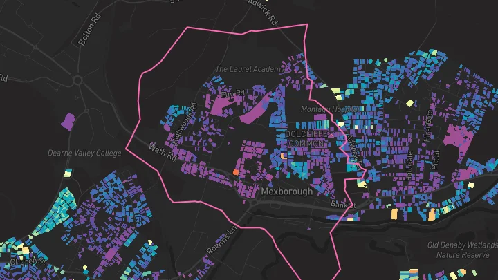 House price heatmap showing property values across Mexborough