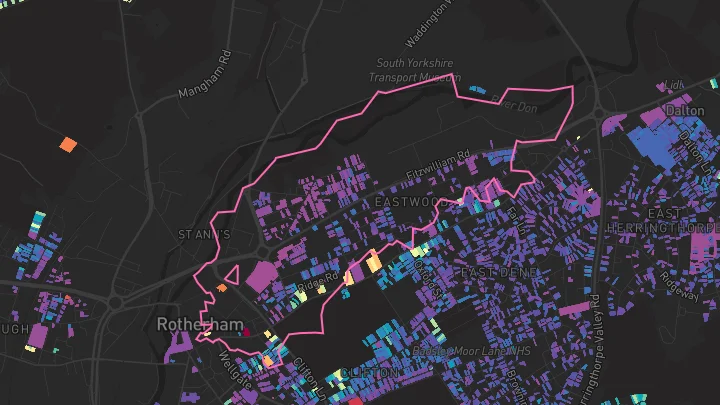 House price heatmap showing property values across Rotherham