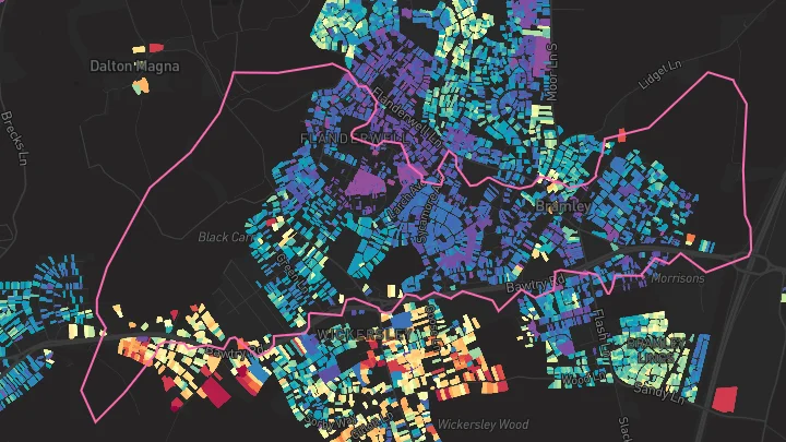House price heatmap showing property values across Bramley