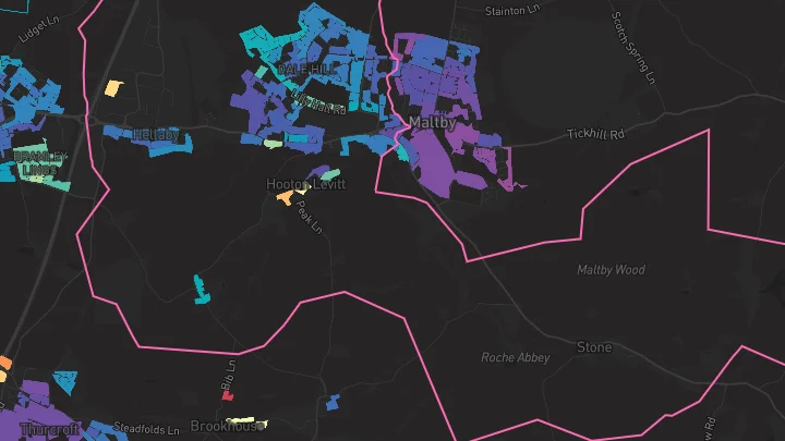 House price heatmap showing property values across Maltby