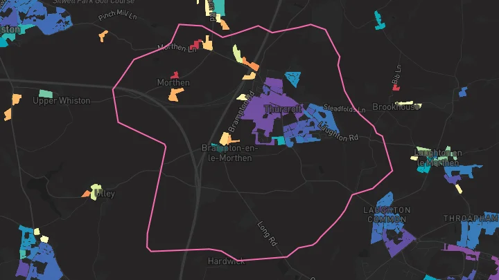 House price heatmap showing property values across Thurcroft