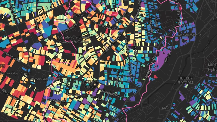 House price heatmap showing property values across Sheffield